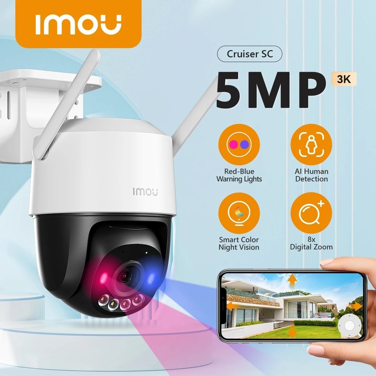 IMOU - IMOU - Cámara WiFi Cruiser SC 5MP 3K Full Color IP66 - Blanco
