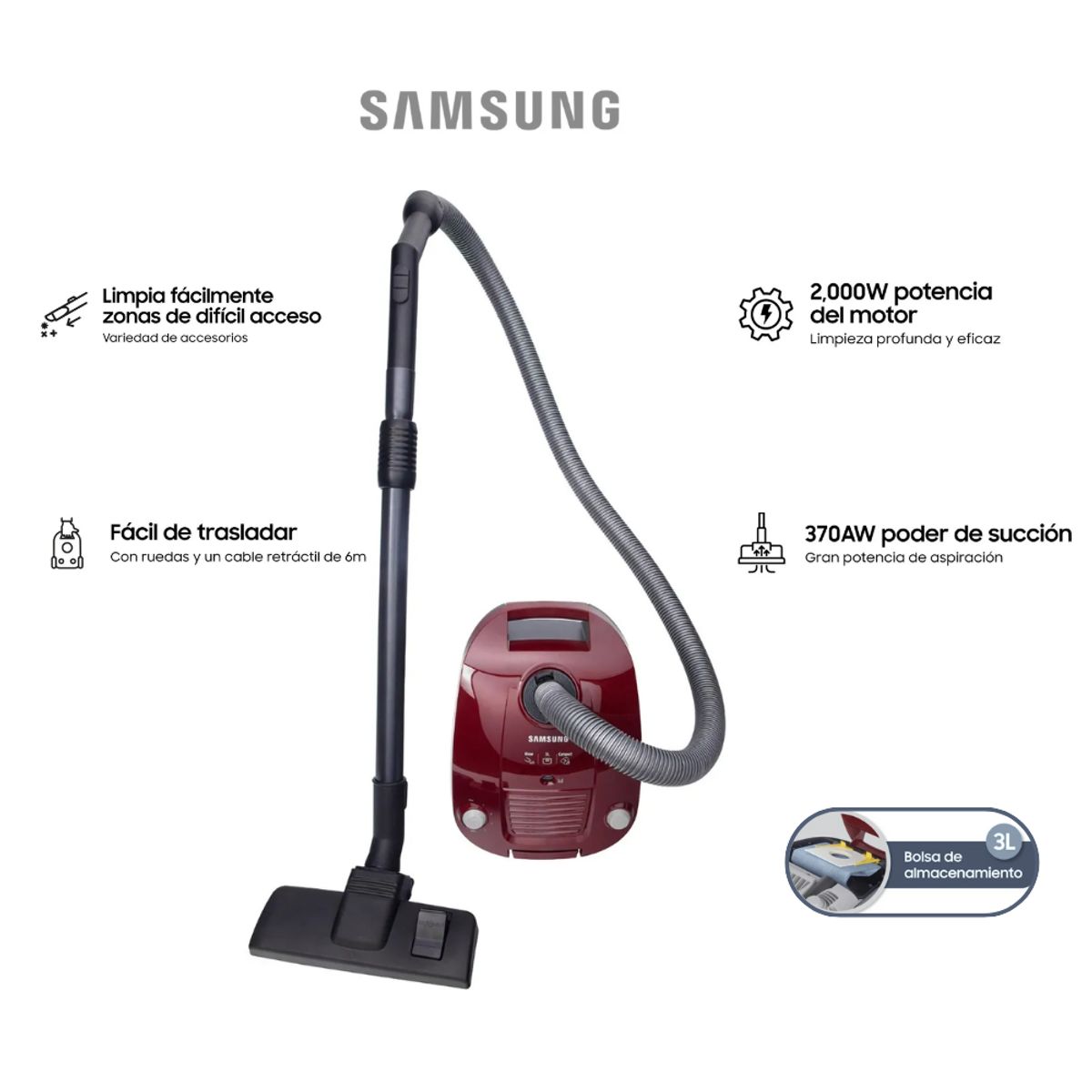 SAMSUNG - Aspiradora de Arrastre 2000W VCC4190V3EXZS