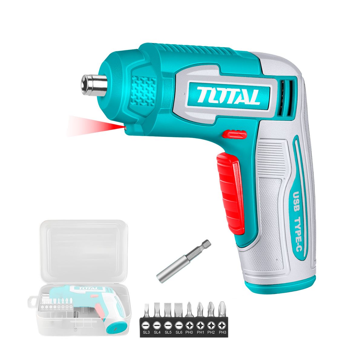 TOTAL TOOLS - Atornillador 4v Tipo-c Hex14 + Accesorios Total - Tsdli0458