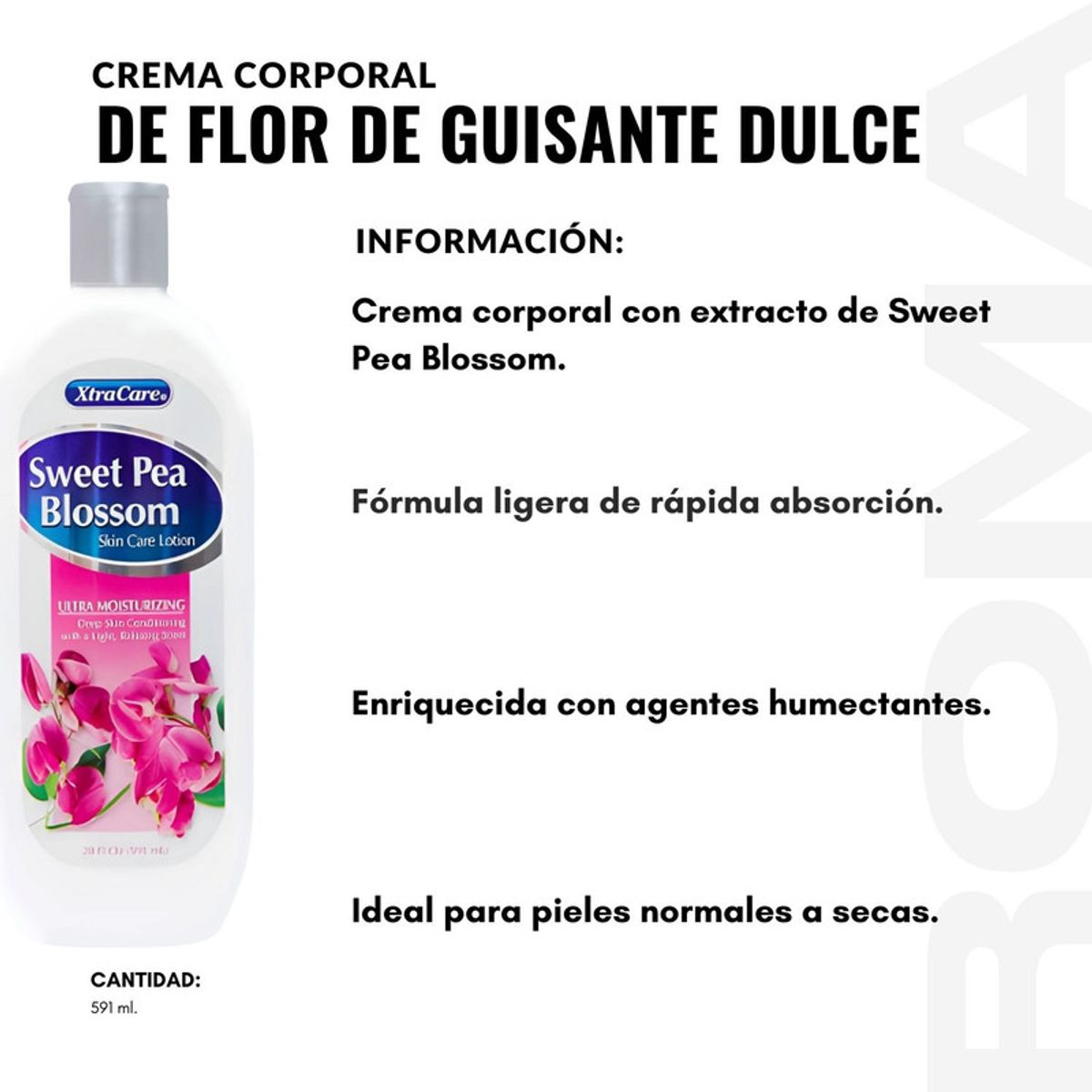 GENERICO - PACK 2 CREMA CORPORAL DE FLOR DE GUISANTE DULCE 591ML XTRACARE