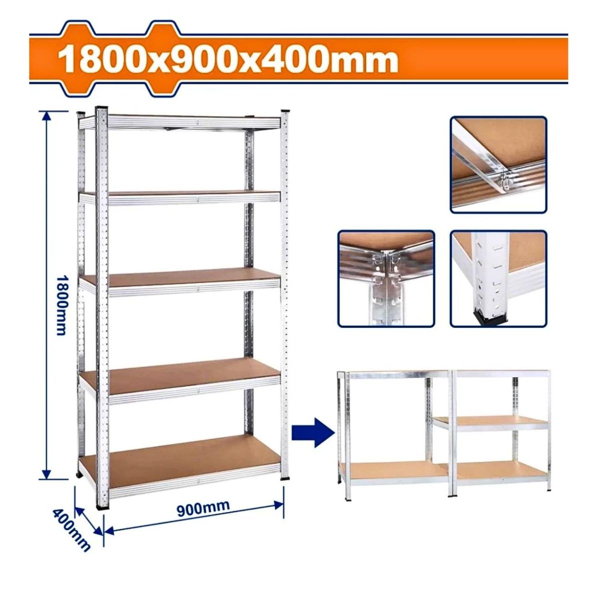 GENERICO - Estante Metálico Modular 5 niveles soporta 175kg Wadfow
