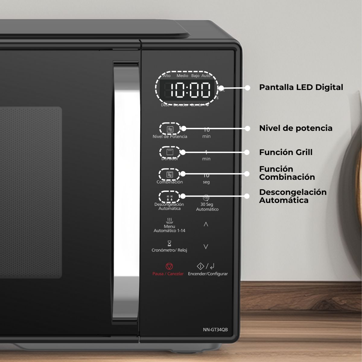 PANASONIC - Microondas Panasonic 25L NN-GT34 - Silver