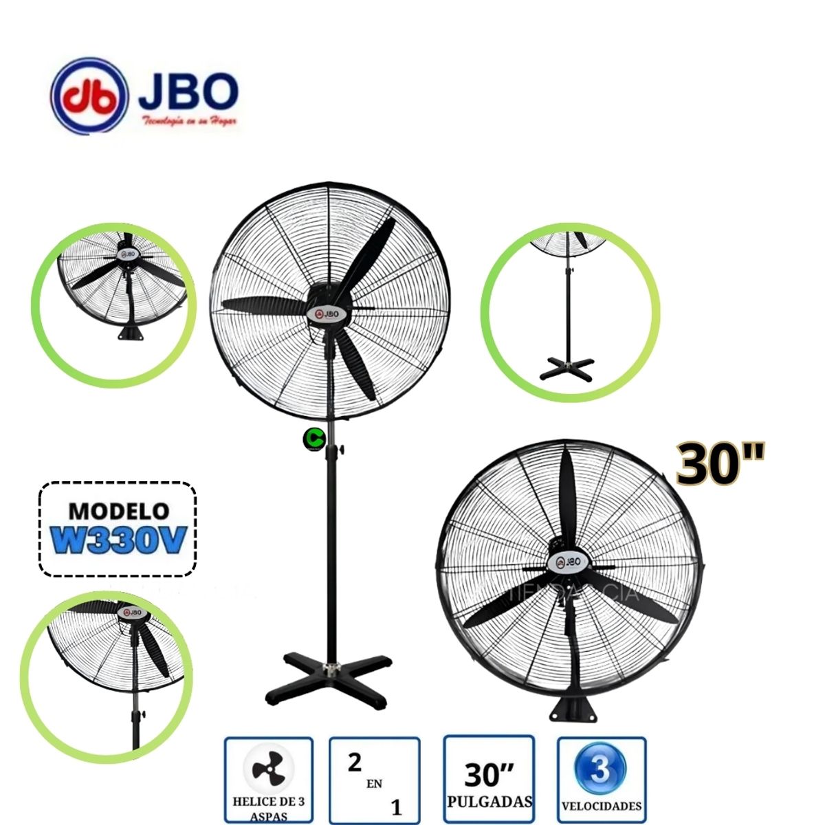 GENERICO - Ventilador Industrial 2 en 1 JBO W330V 30 Pulgadas