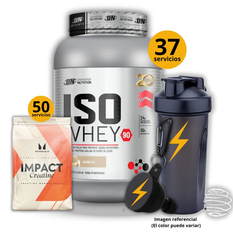UNIVERSE NUTRITION - PROTEINA ISO WHEY 90 DE 1KG VAINILLA + CREATINA MYPROTEIN DE 250GR + REGALOS