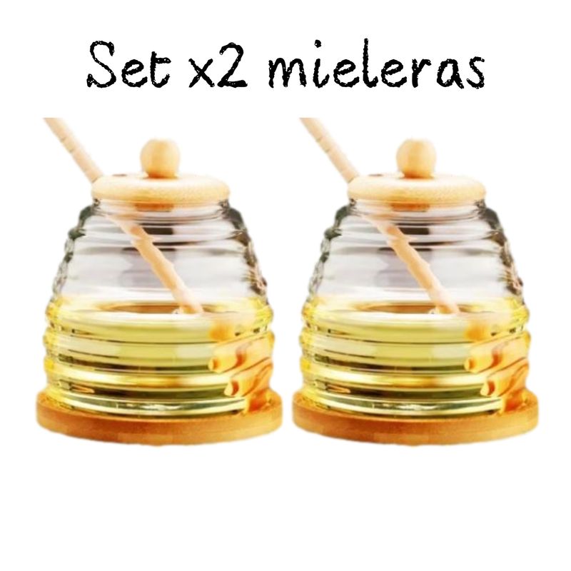GENERICO - Frasco x2 und  de Vidrio Mielera Bambu Premium 400 ml