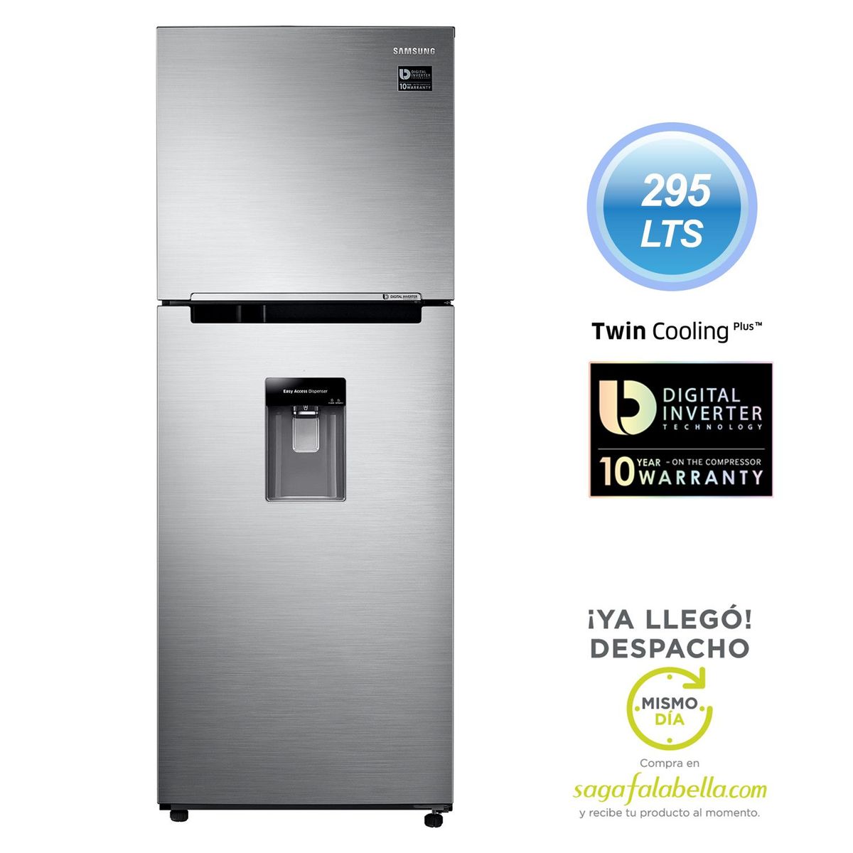 SAMSUNG - Refrigeradora 295 lt RT29K5710S8 Silver 