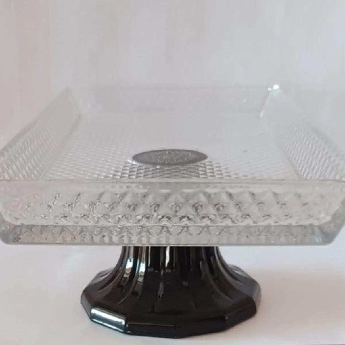 GENERICO - Bandeja de Vidrio con Pedestal para Piqueos o Torta