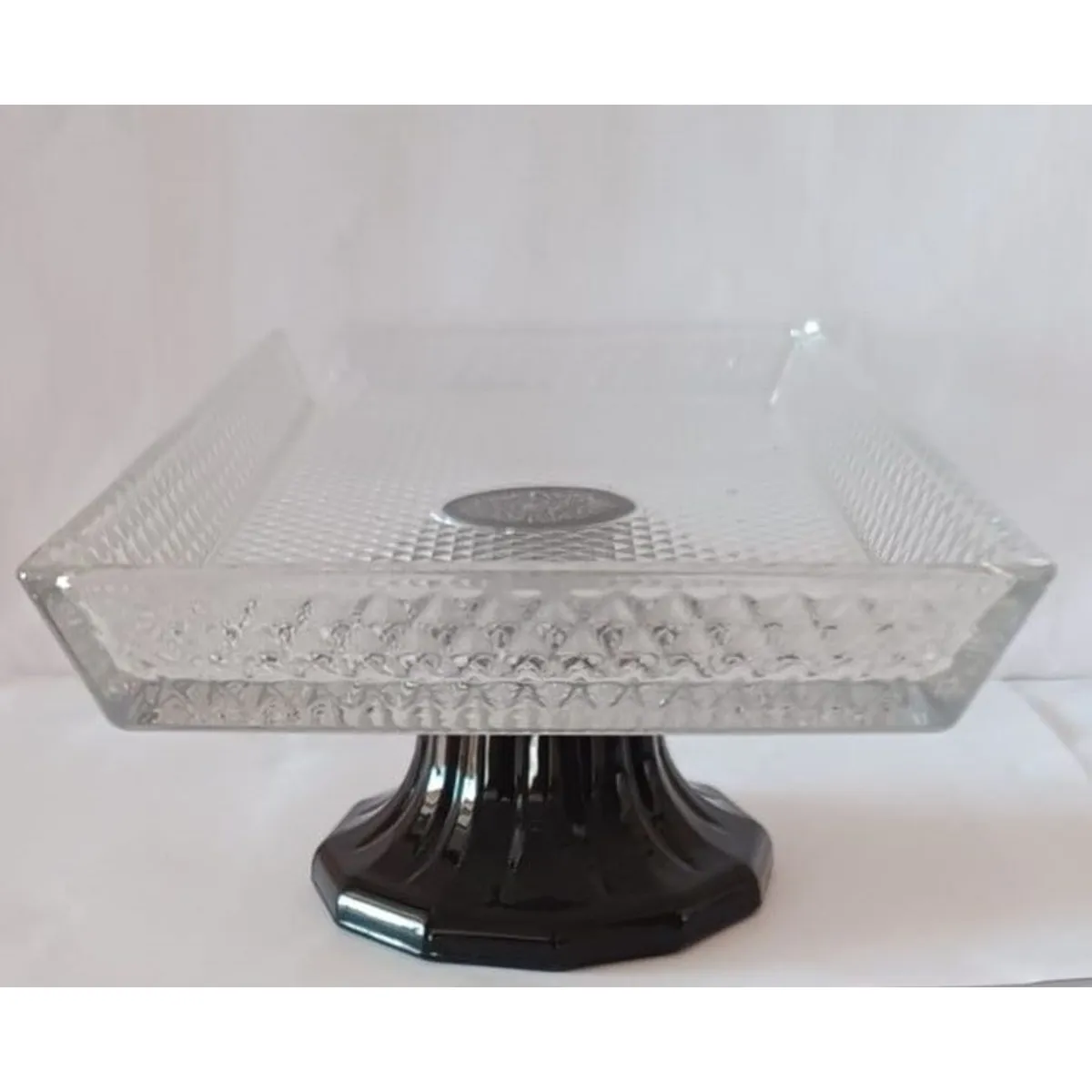 GENERICO - Bandeja de Vidrio con Pedestal para Piqueos o Torta