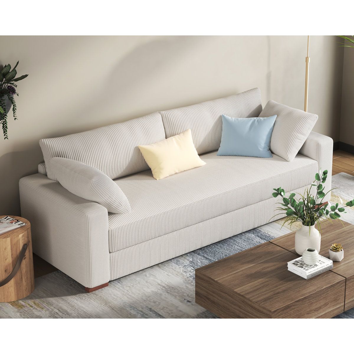 ARTSOFA - Sofá beautiful impermeable beige 3 cuerpos + obsequio