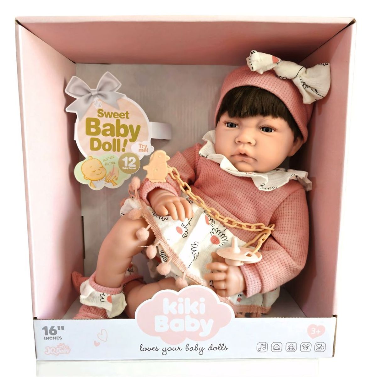 GENERICO - Muñeca Tipo Reborn Kiki Baby con 12 Sonidos 40 cm S2143