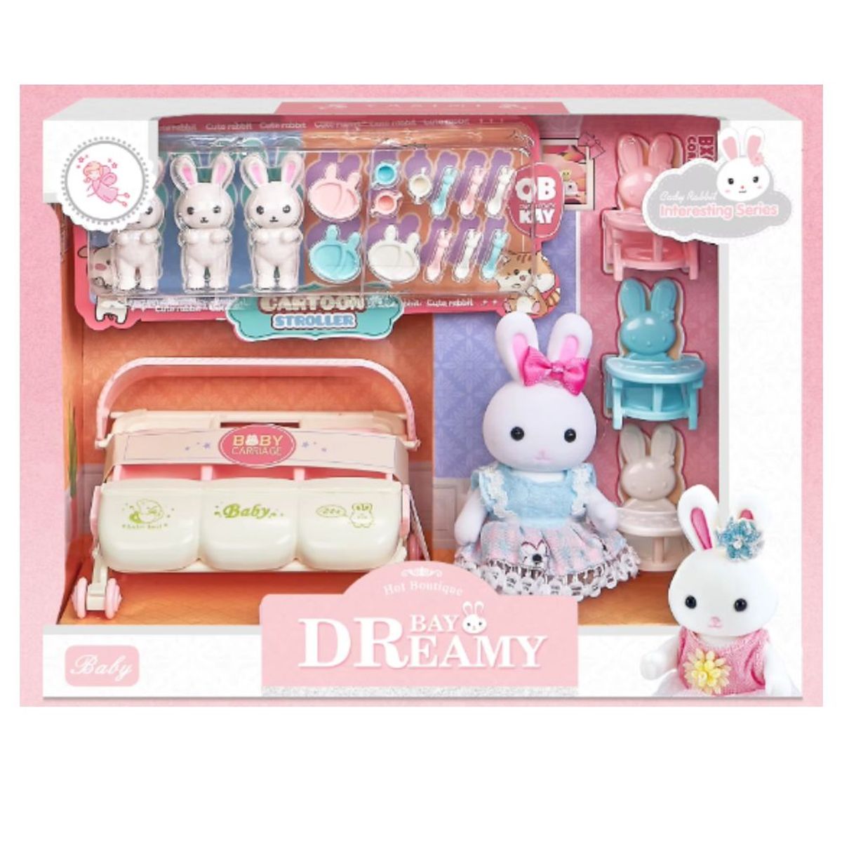 GENERICO - Set de Conejitos Trillizos Ternurines con Accesorios