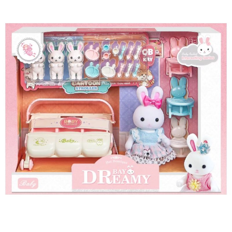 GENERICO - Set de Conejitos Trillizos Ternurines con Accesorios