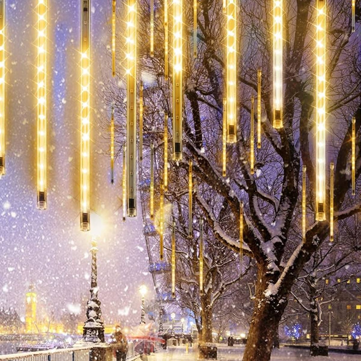 GENERICO - Luces 10 Tubos 50 cm meteoro de navidad Ambar o amarillo