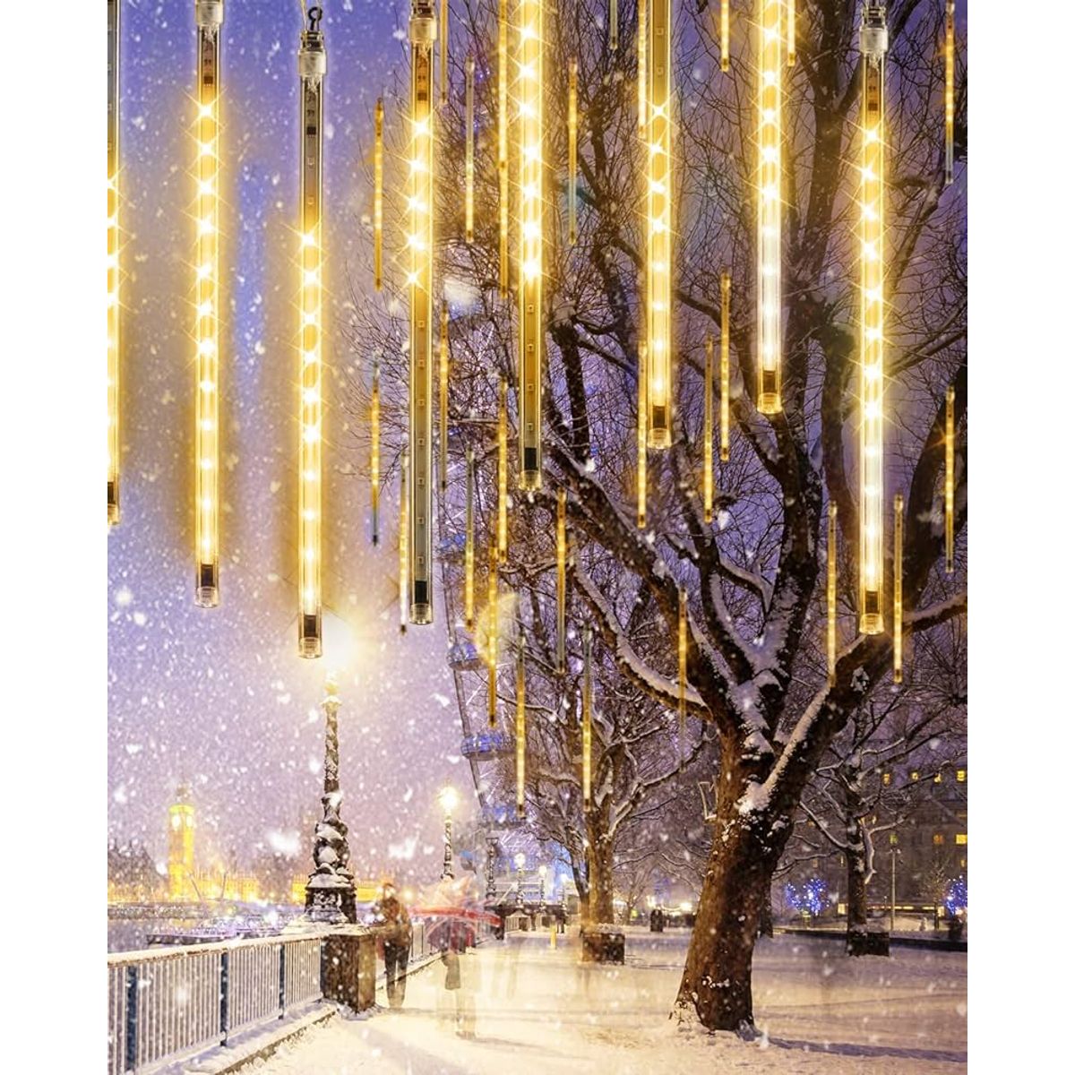 GENERICO - Luces 10 Tubos 50 cm meteoro de navidad Ambar o amarillo