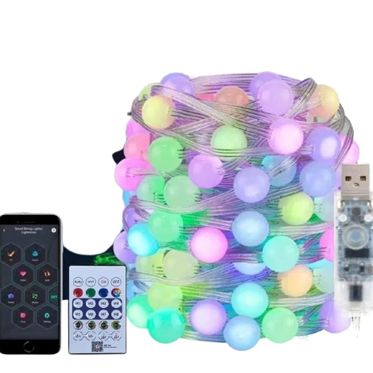 GENERICO - Luces Smart Led Rgb Bolitas Con control y aplicacion desde celular