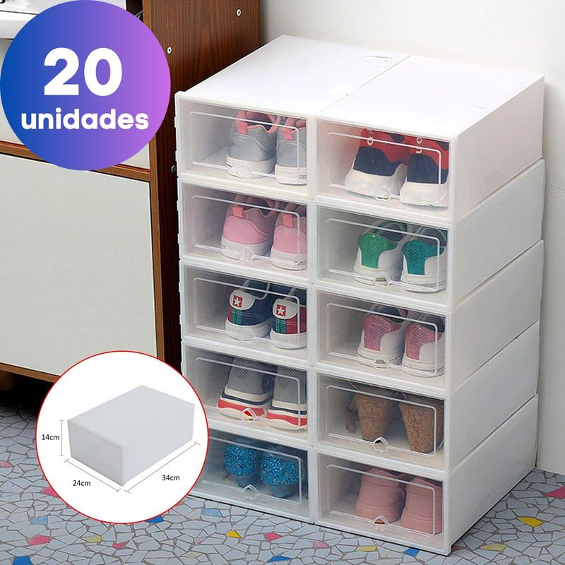GENERICO - Pack x 20 Organizador Apilables de Zapatillas- Blanco