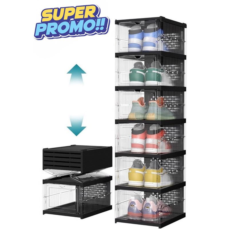 GENERICO - Organizador De Zapatos Plegable De 6 Niveles - Negro