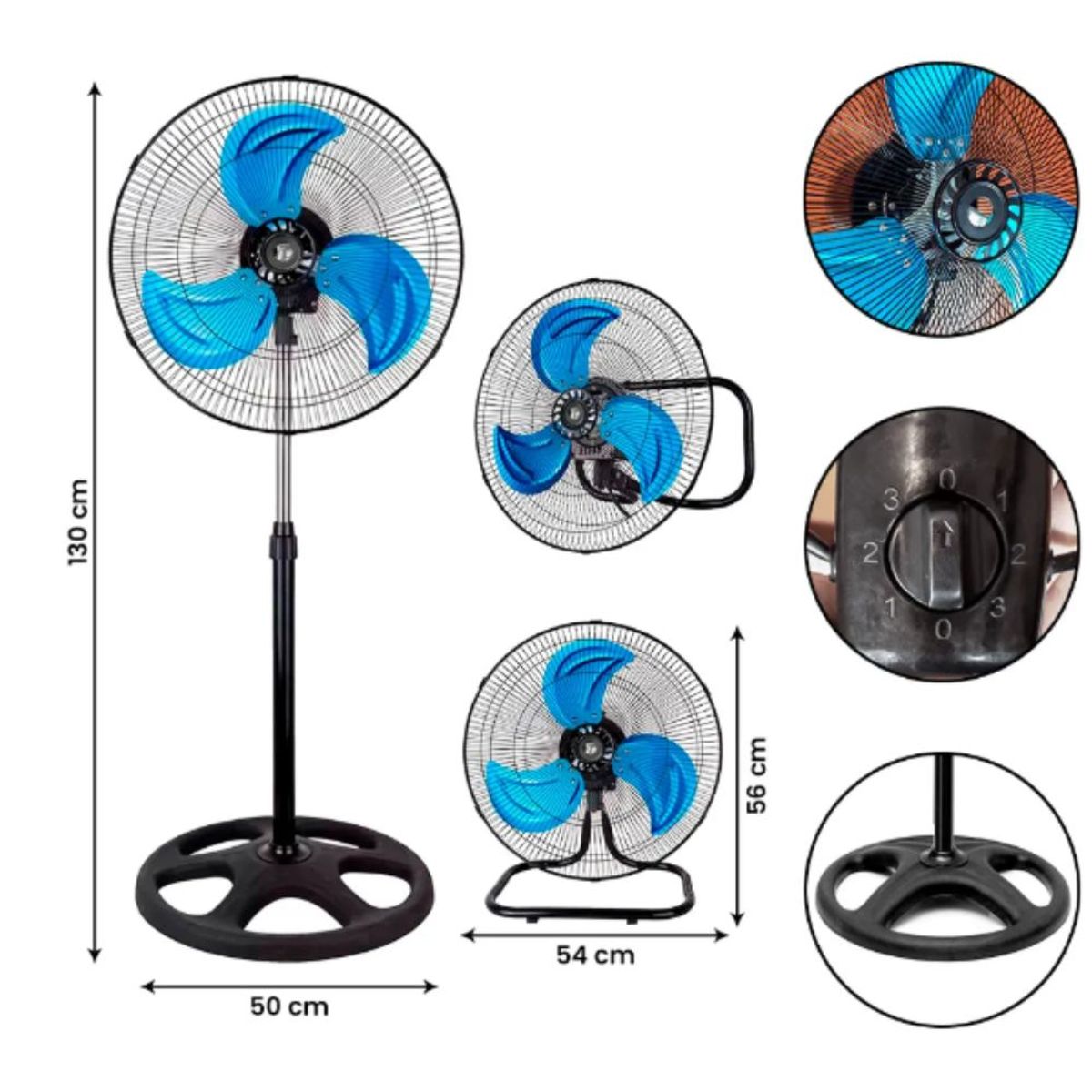 GENERICO - Ventilador 3 en 1 de  3 astas de 18 pulgadas.
