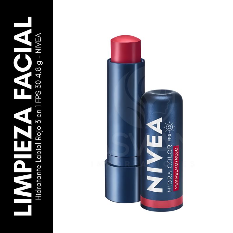 GENERICO - Hidratante Labial Rojo 3 en 1 FPS 30 48 g  NIVEA