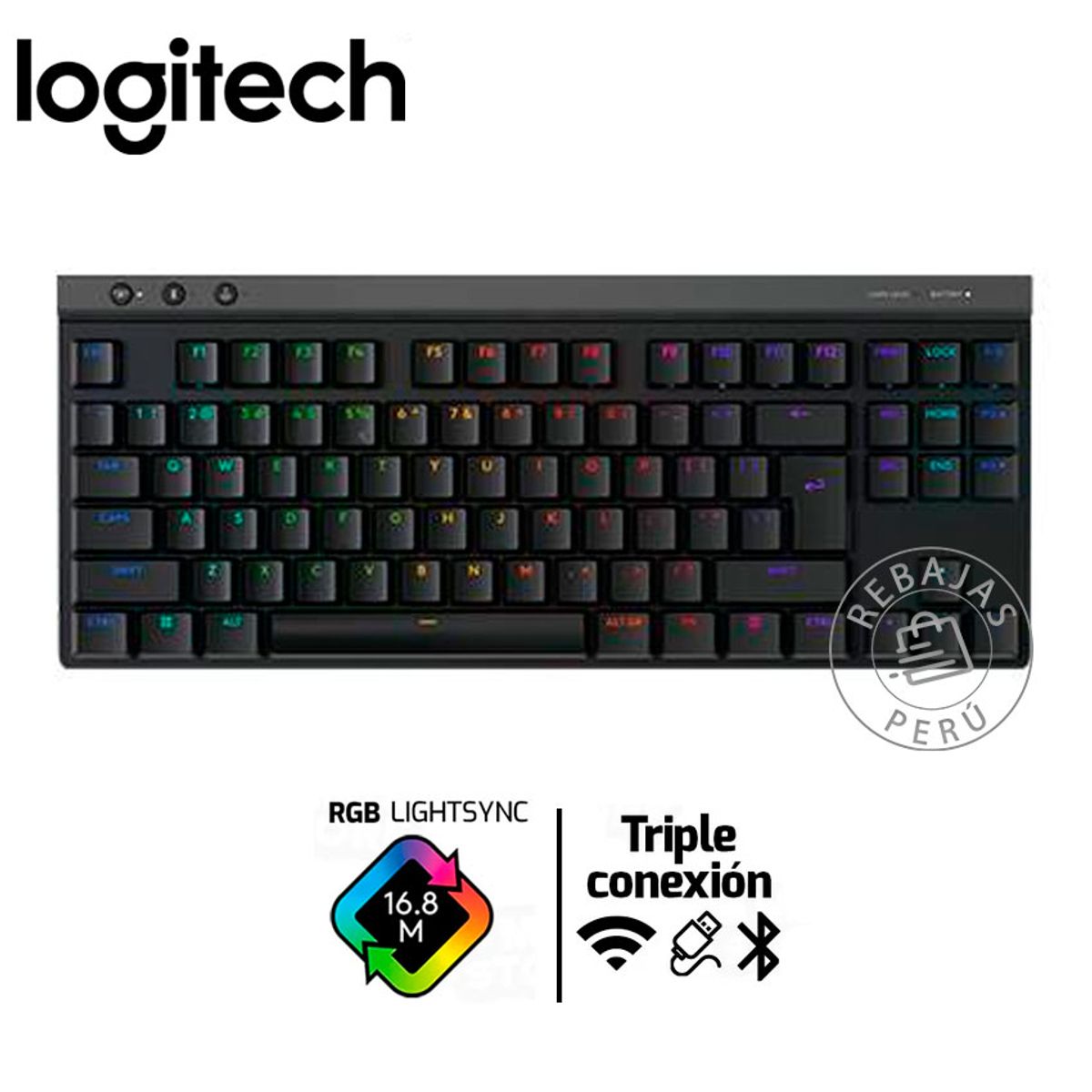 LOGITECH - Teclado Gamer Logitech G515 TKL RGB LIGHTSPEED BT PBT Mecánico