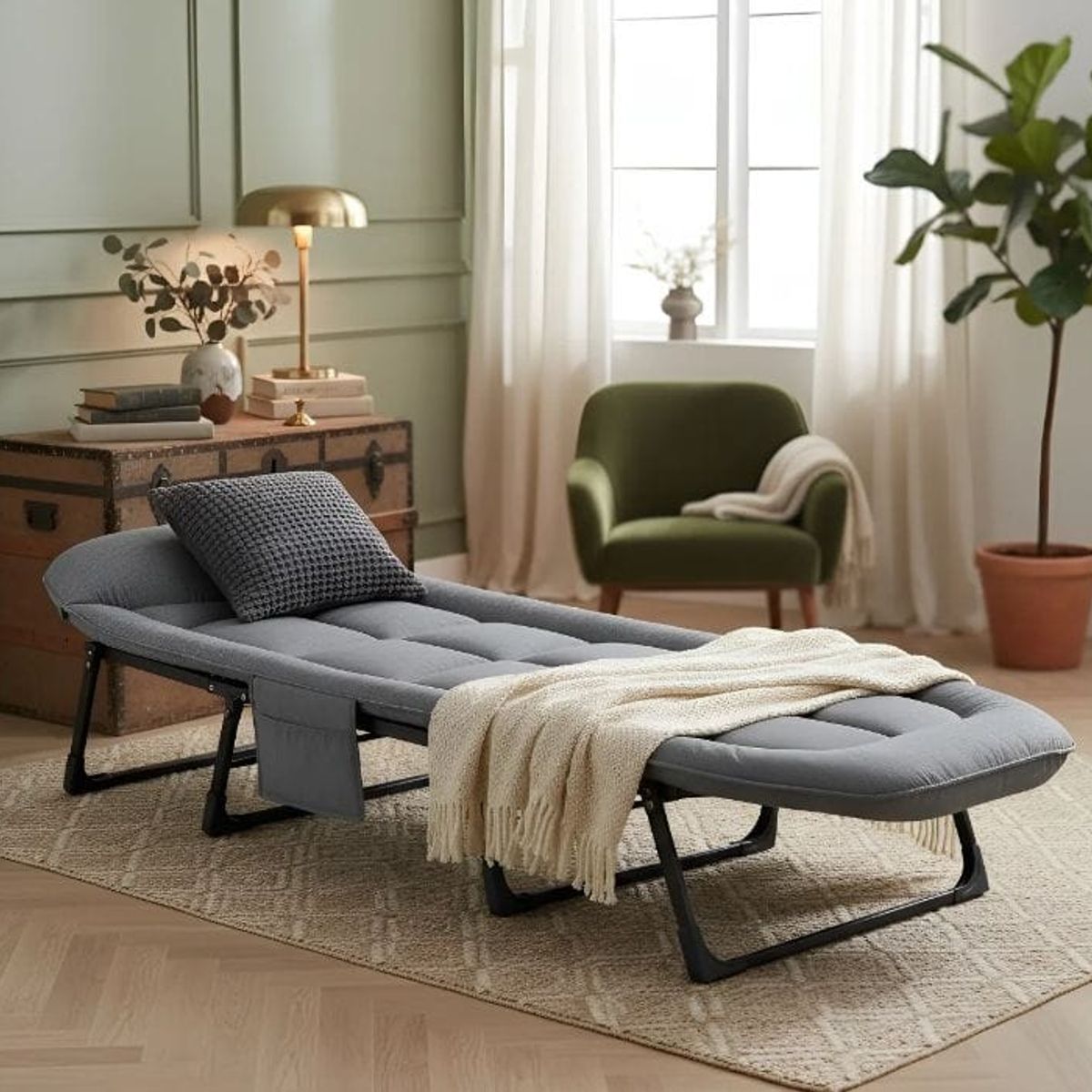 GENERICO - Cama  Plegable Gris  ajustable Facil De Guardar