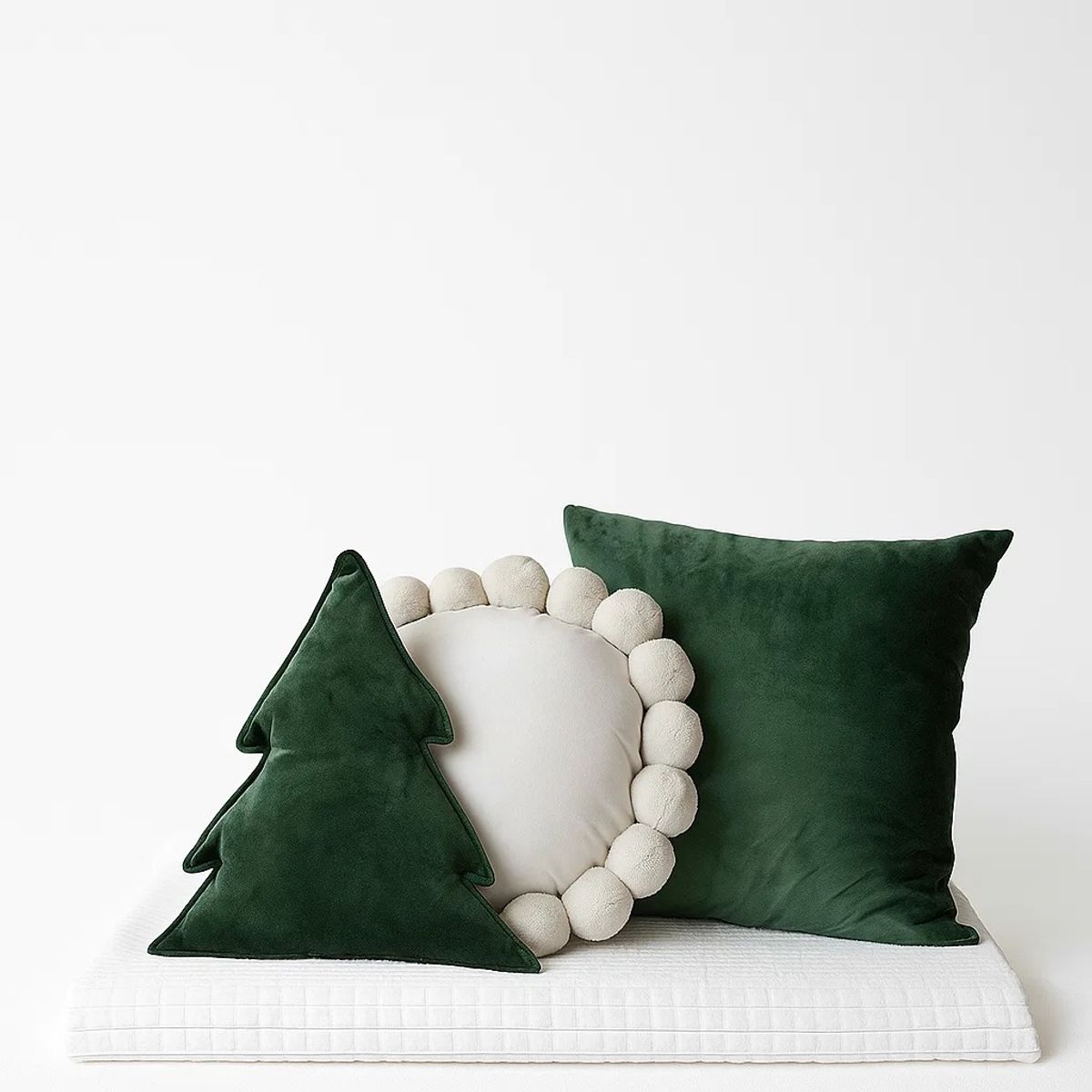 ZALMOHADAS - Set Navideño 3 Cojines + 1 Manta Estilo Nórdico Verde 45x45 Zalmohadas