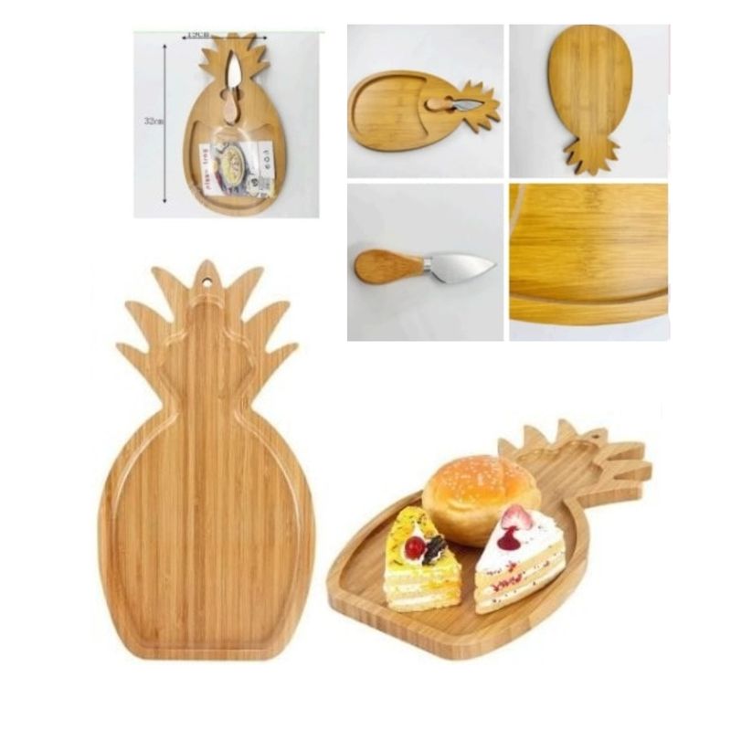 GENERICO - Tabla de Picar y Servir en Forma de Piña Incluye Cuchillo