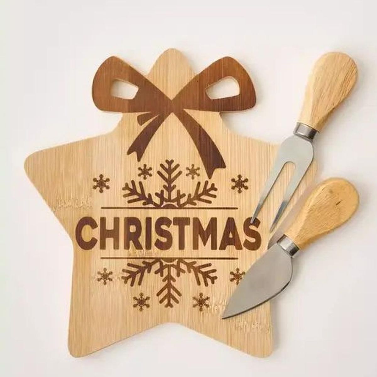 SANTINI - Tabla de Quesos y Piqueos Estrella Navidad 3pcs 25x12 cm