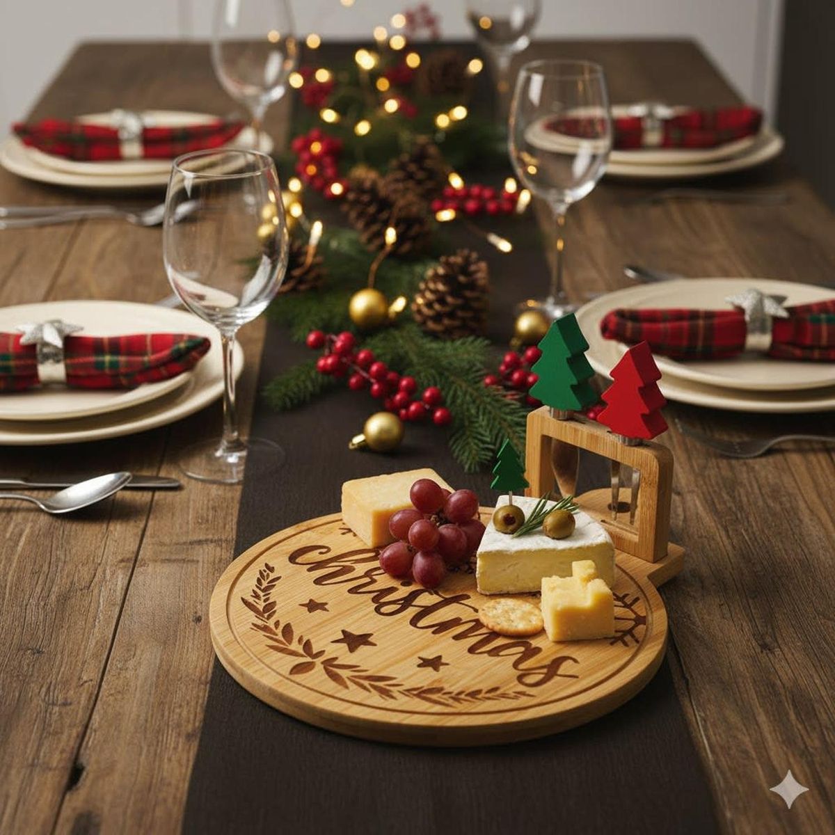 SANTINI - Tabla de Quesos y Piqueos Navidad 3pcs 29x22x14 cm