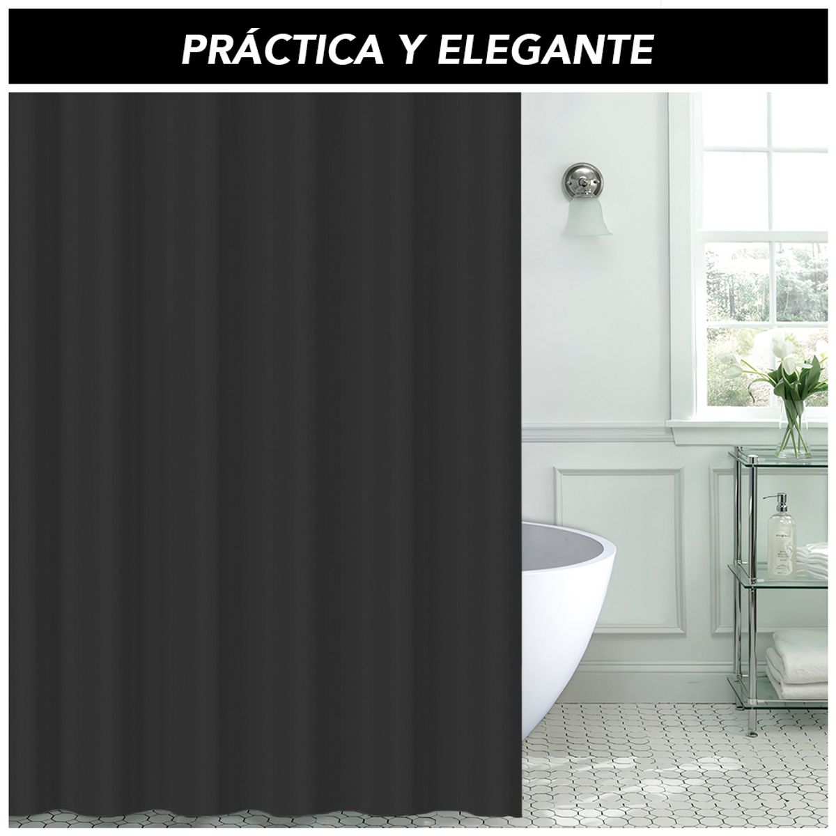KELLER - Cortina de Baño Moderna Impermeable Accesorio para Ducha U11 Negro