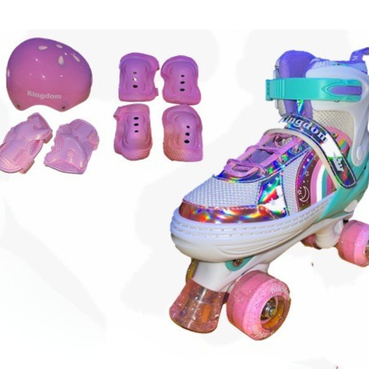 KINGDOM - PATINES 4 RUEDAS BLANCO CON LUCES TALLA M 34-37