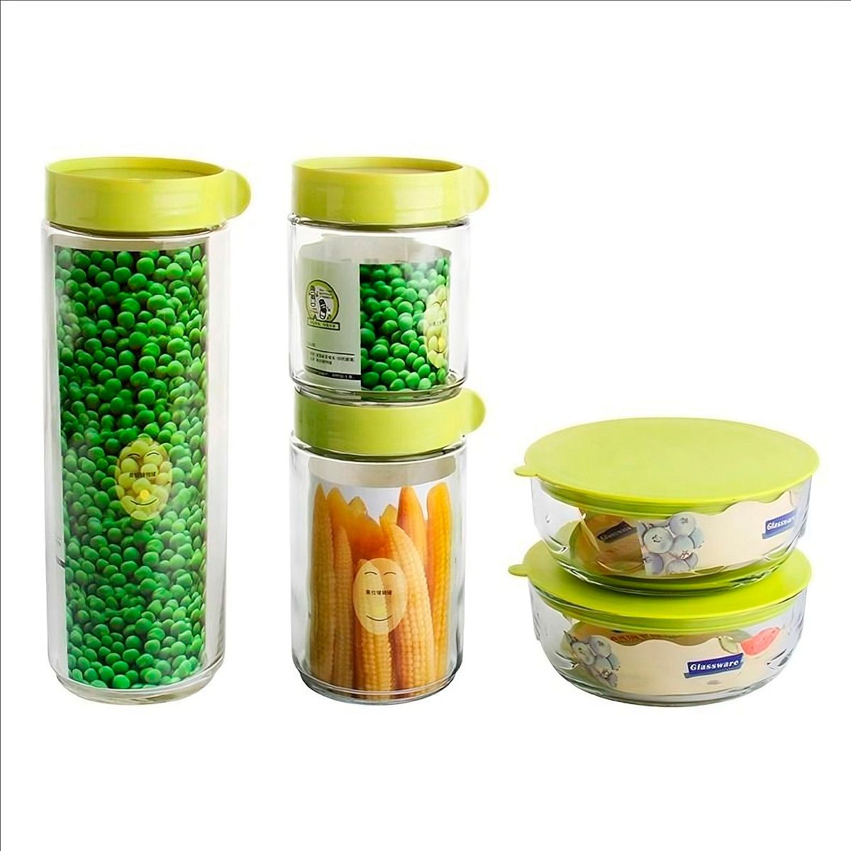 GENERICO - Frascos De Vidrio Con Tapa Para Almacenar Alimentos 5 Piezas