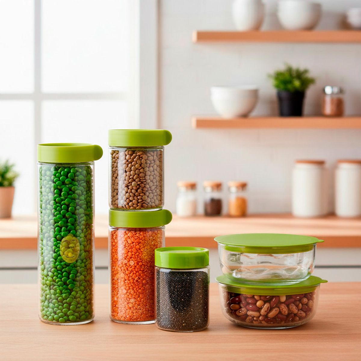 GENERICO - Frascos De Vidrio Con Tapa Para Almacenar Alimentos 5 Piezas