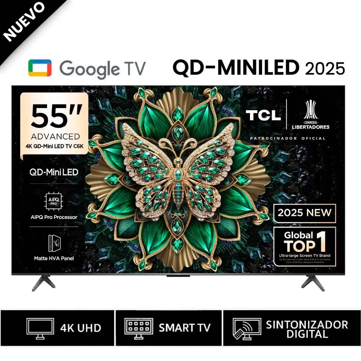 TCL - Televisor TCL 55" Qd Miniled 4K 55C6K Google TV 2025
