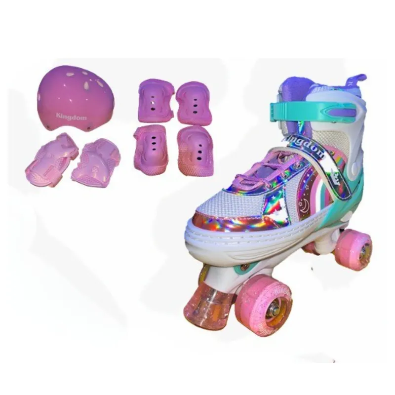 KINGDOM - PATINES 4 RUEDAS BLANCO CON LUCES TALLA L 38-41