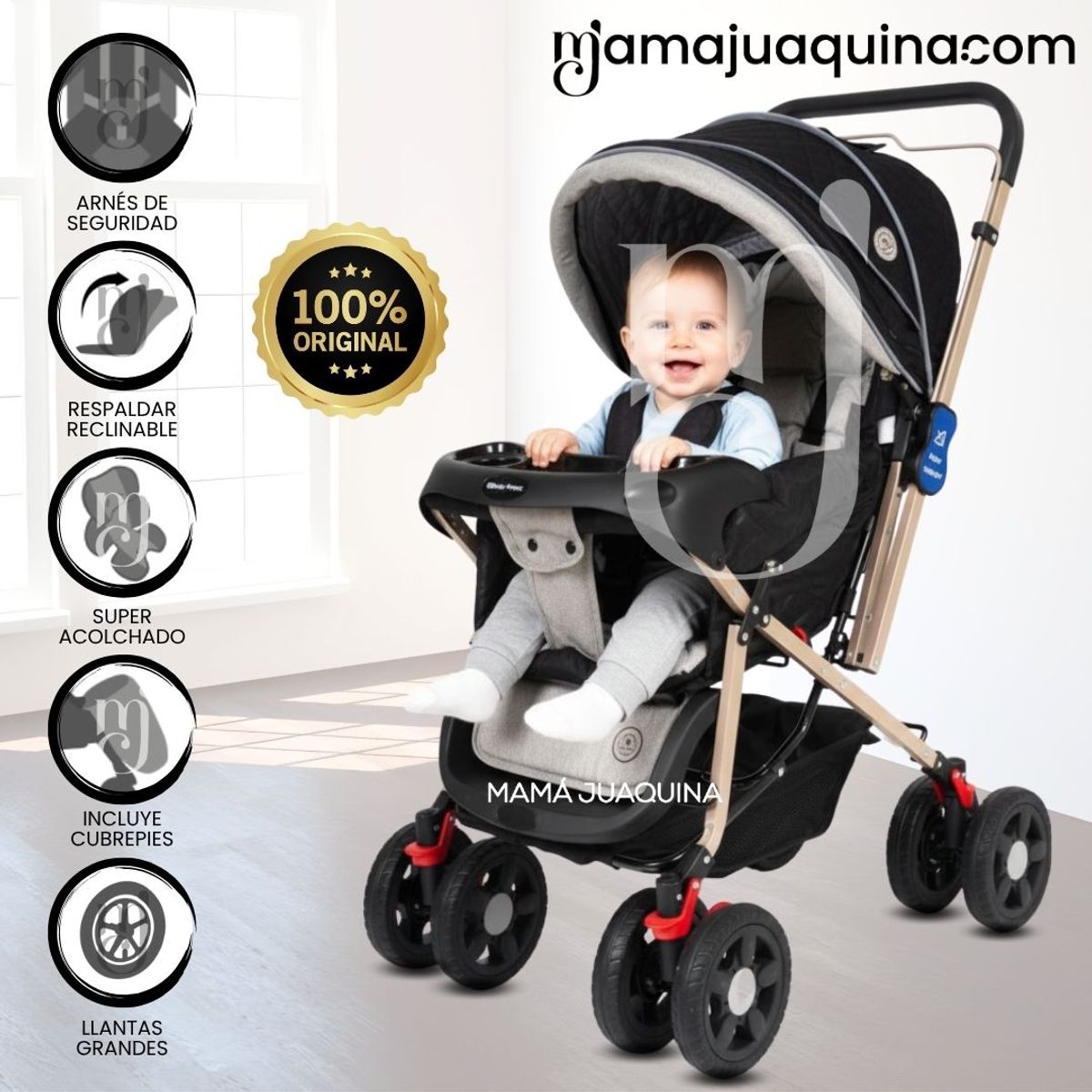 BABY HAPPY - Coche Cuna Baby Happy «VINTAGE NEW» Black