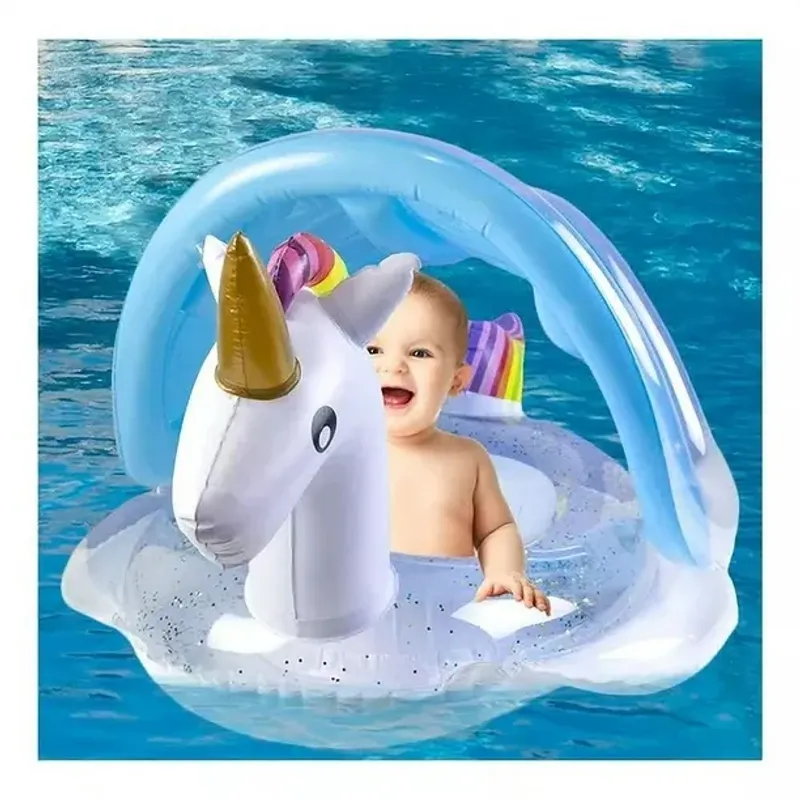 GENERICO - FLOTADOR 85cm CON ASIENTO Y SOMBRA DE UNICORNIO