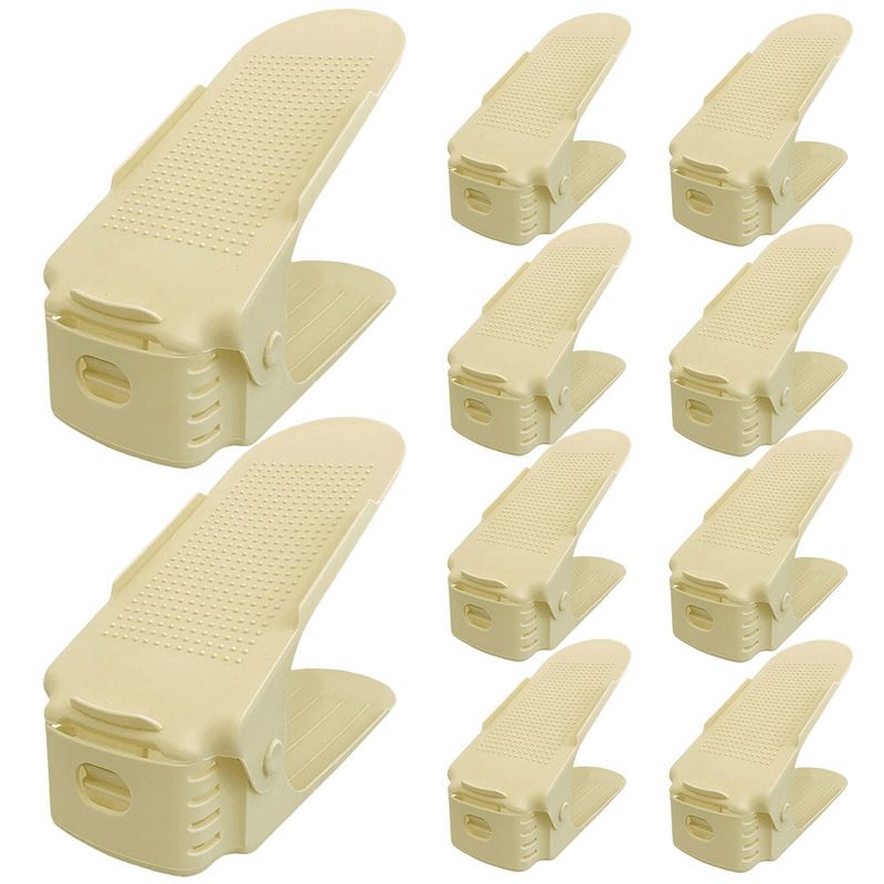 GENERICO - Set Completo x 10 Organizadores De Zapatos De Doble Nivel - Crema