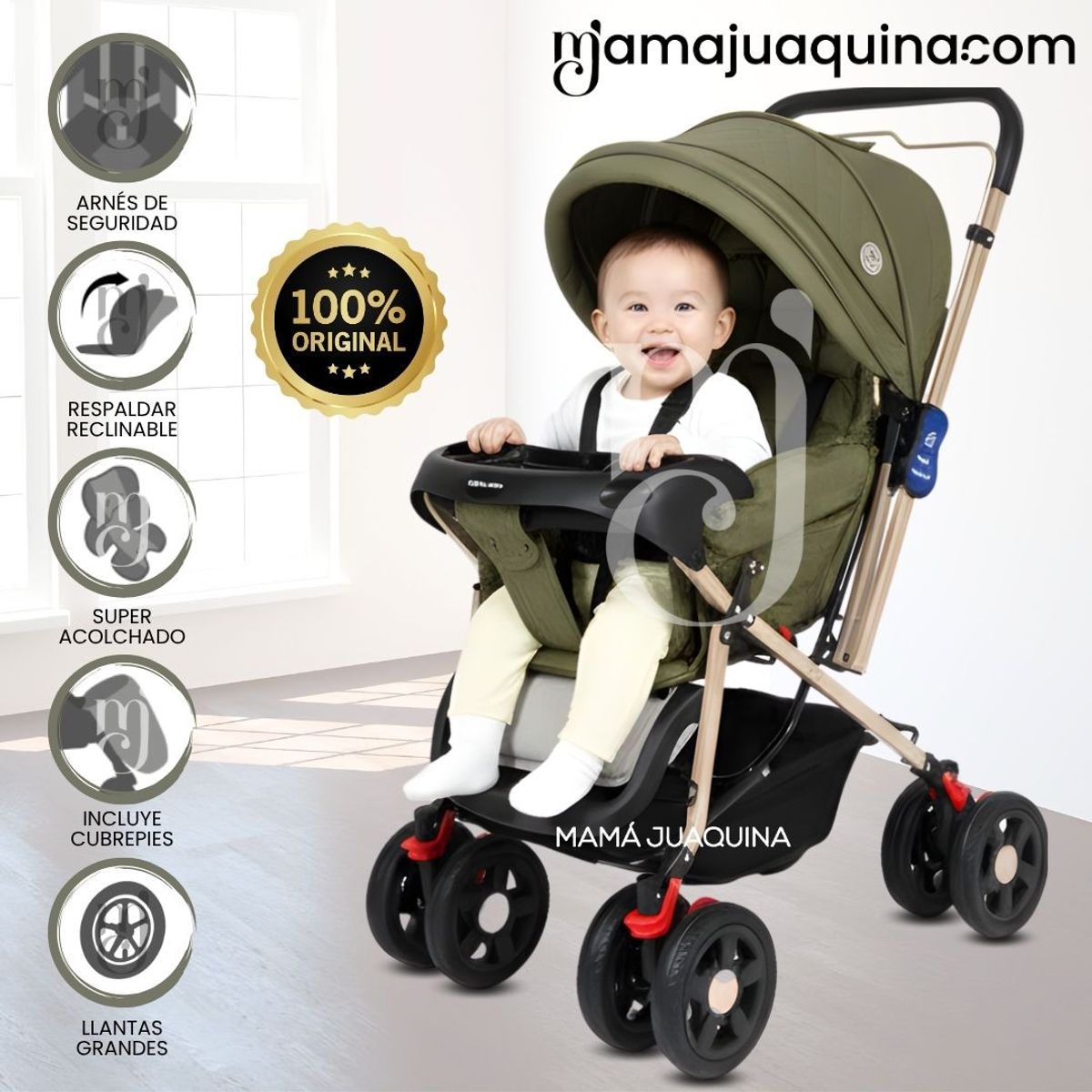 BABY HAPPY - Coche Cuna Baby Happy «VINTAGE NEW» Green