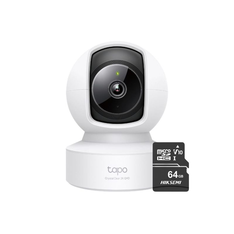 TP LINK - Cámara de seguridad WiFi Interior Tapo C222 2K QHD con giro 360° y Micro SD 64GB