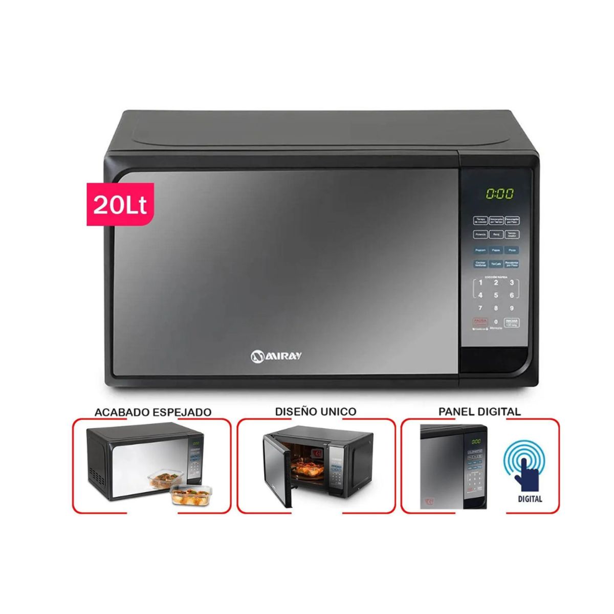 MIRAY - Horno Microondas Miray HMM-20N 20 L - NEGRO