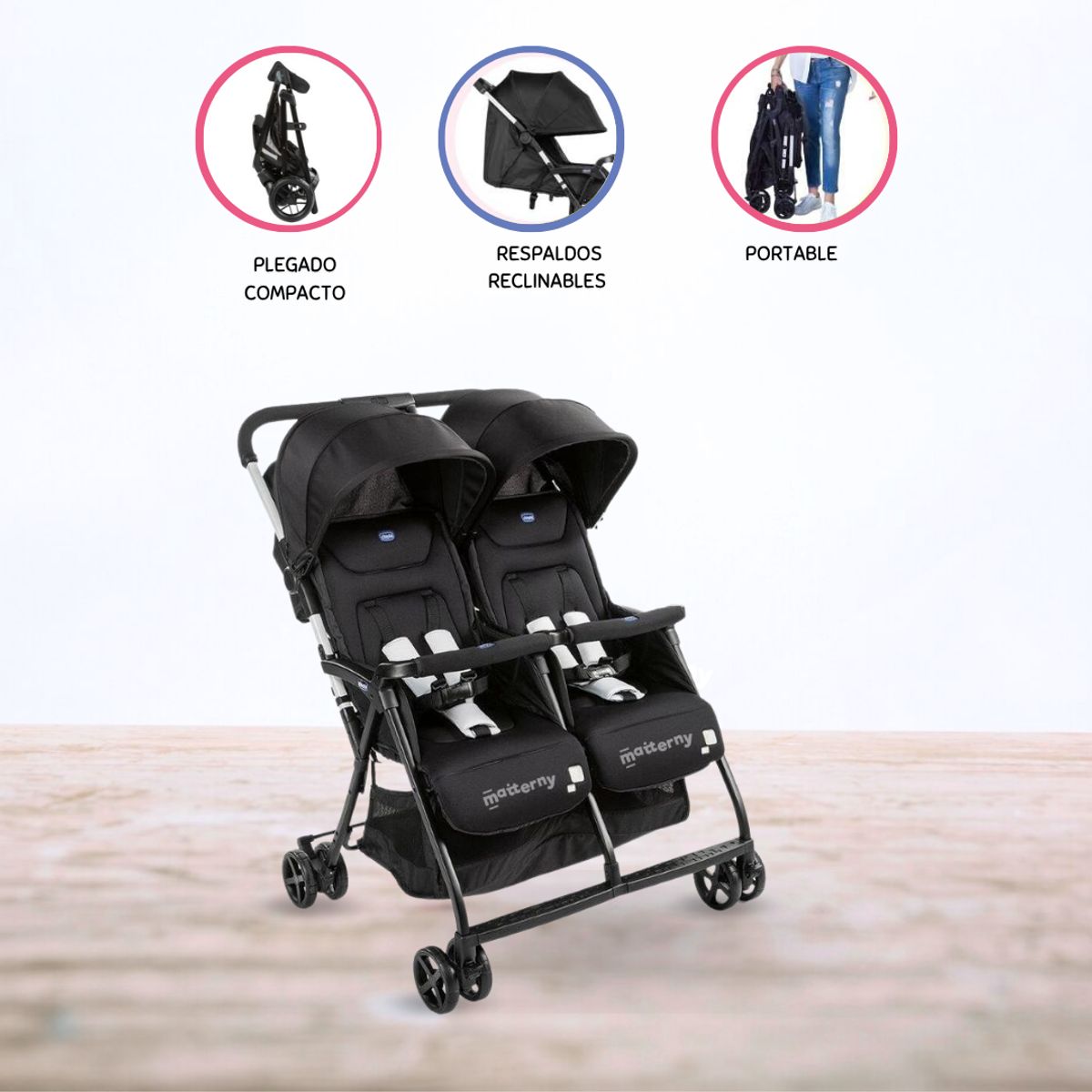 CHICCO - Coche Mellicero «OHLALA TWIN» Black