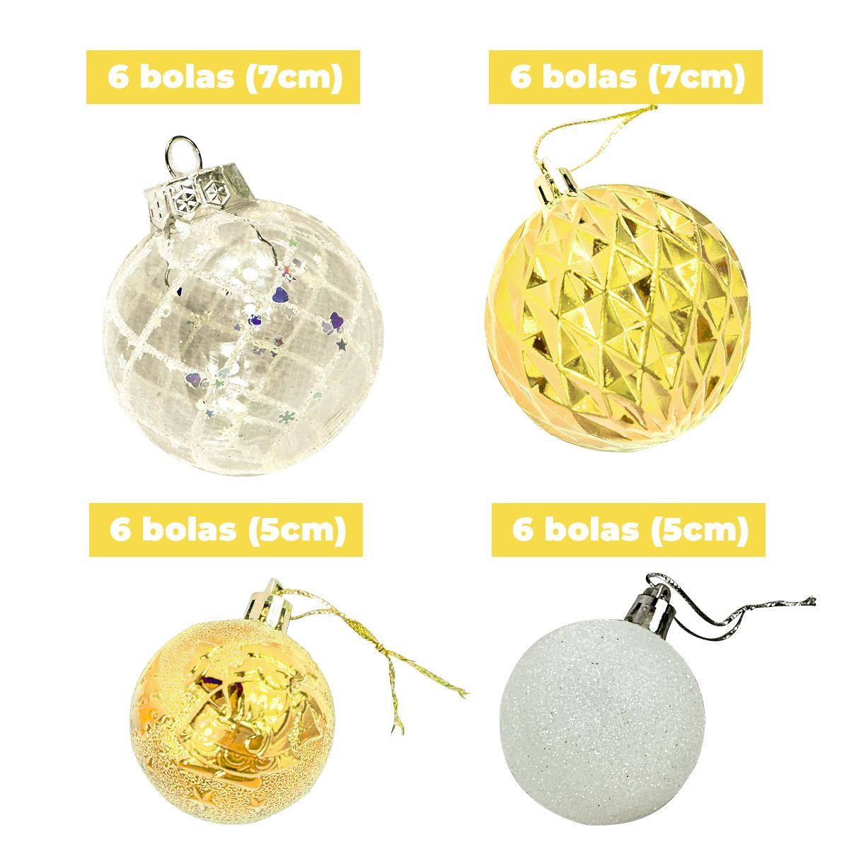 GENERICO - SET DE BOLAS NAVIDEÑAS DORADAS X24 UND - 6 CM
