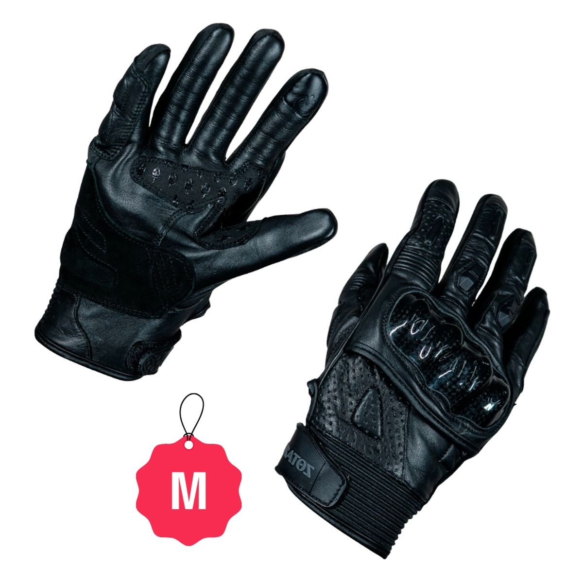 GENERICO - Guantes para Motociclista Kratoz WORKER Negro Cuero Talla M
