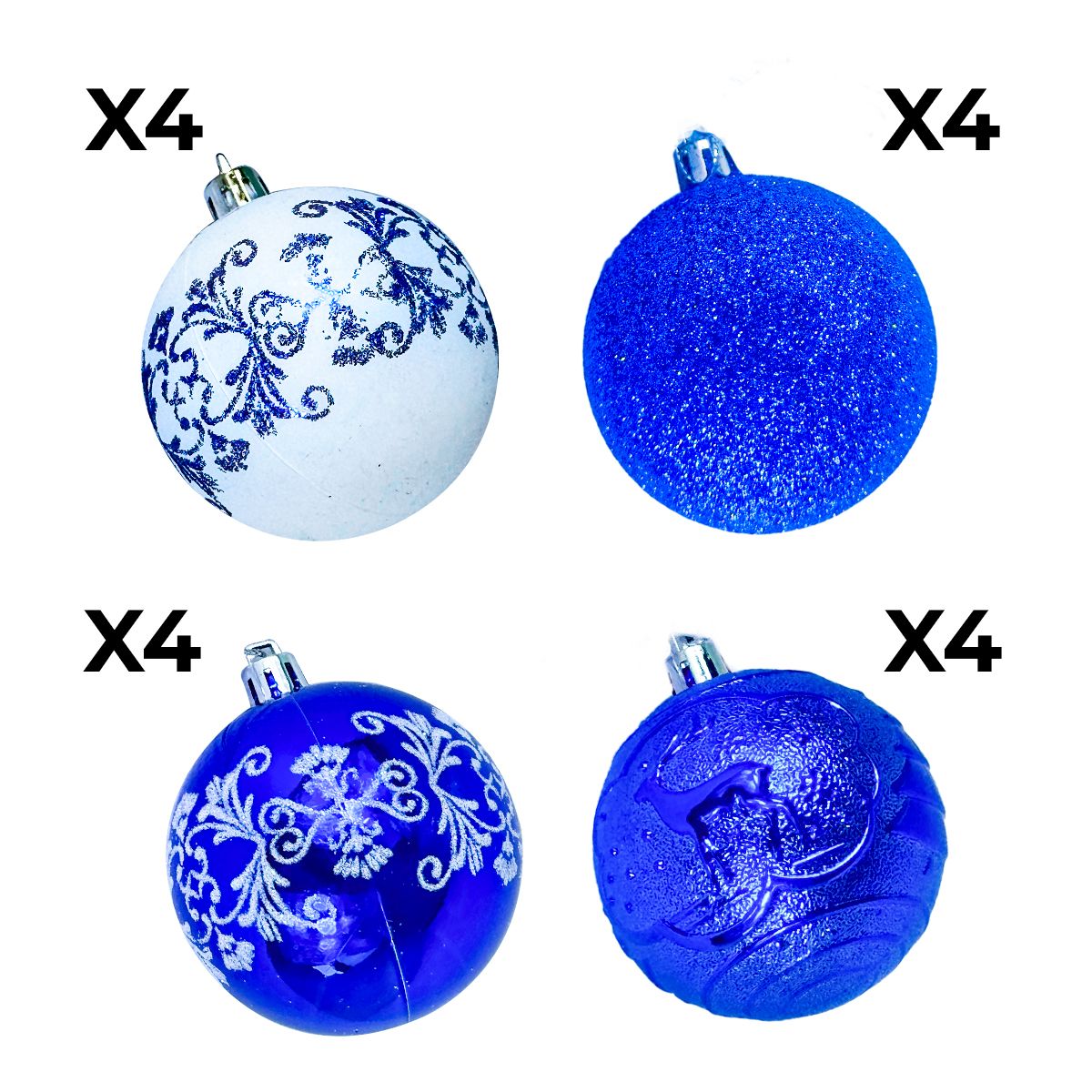 GENERICO - SET DE BOLAS NAVIDEÑAS AZUL X24 UND - 6 CM