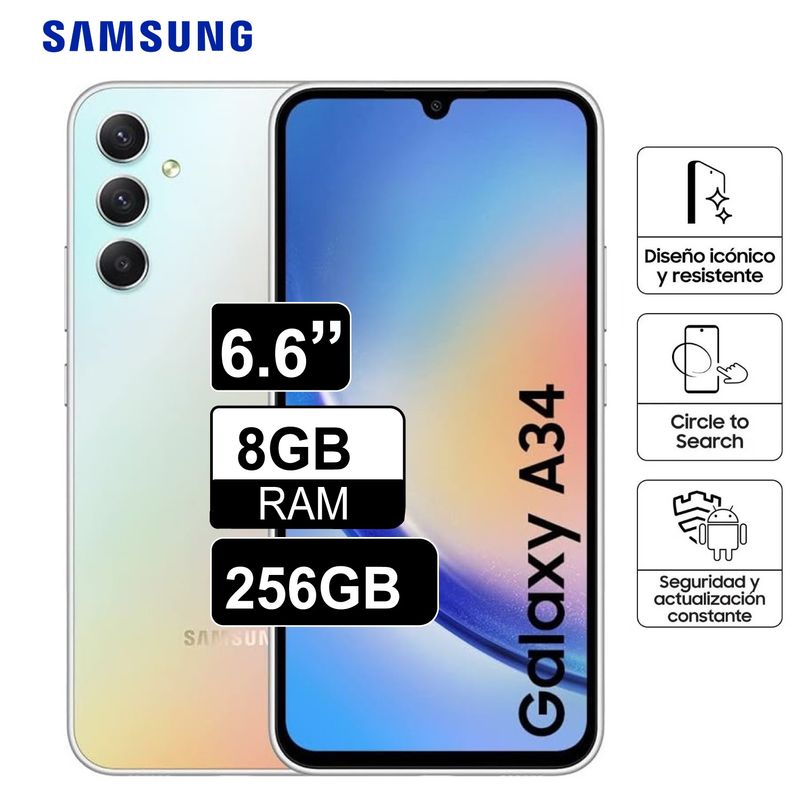 SAMSUNG - Celular Samsung Galaxy A34 256GB 8GB RAM 6.6¨" Pulg -    PLATEADO