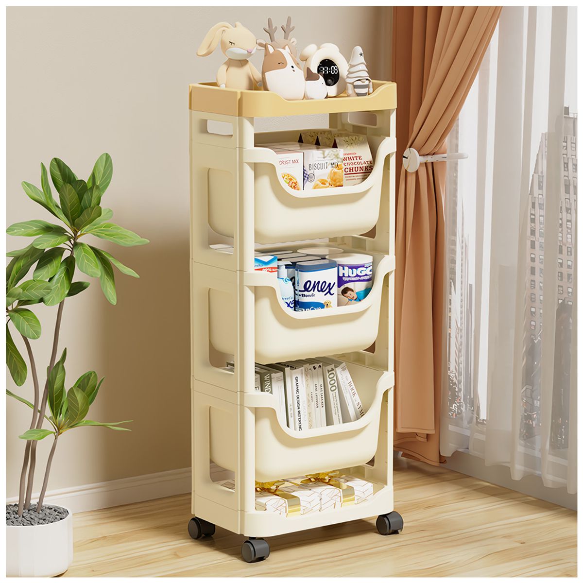 KELLER - Organizador de Pañales Y Accesorios de Bebé 5 Niveles con Ruedas JX2