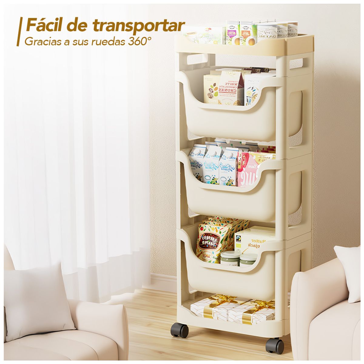 KELLER - Organizador de Pañales Y Accesorios de Bebé 5 Niveles con Ruedas JX2