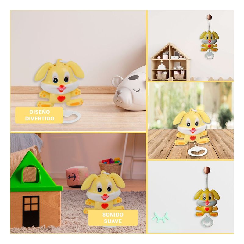 GENERICO - Sonajero Conejito Musical a Cuerda de Color Amarillo