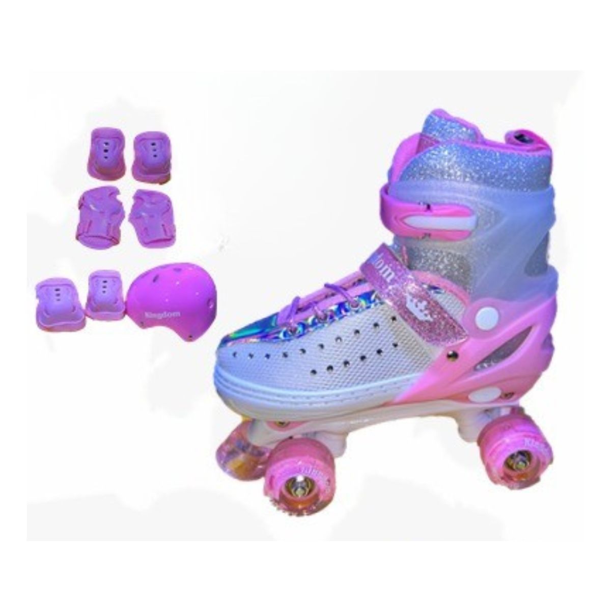 KINGDOM - PATINES 4 RUEDAS ROSA CON LUCES TALLA M 34-37